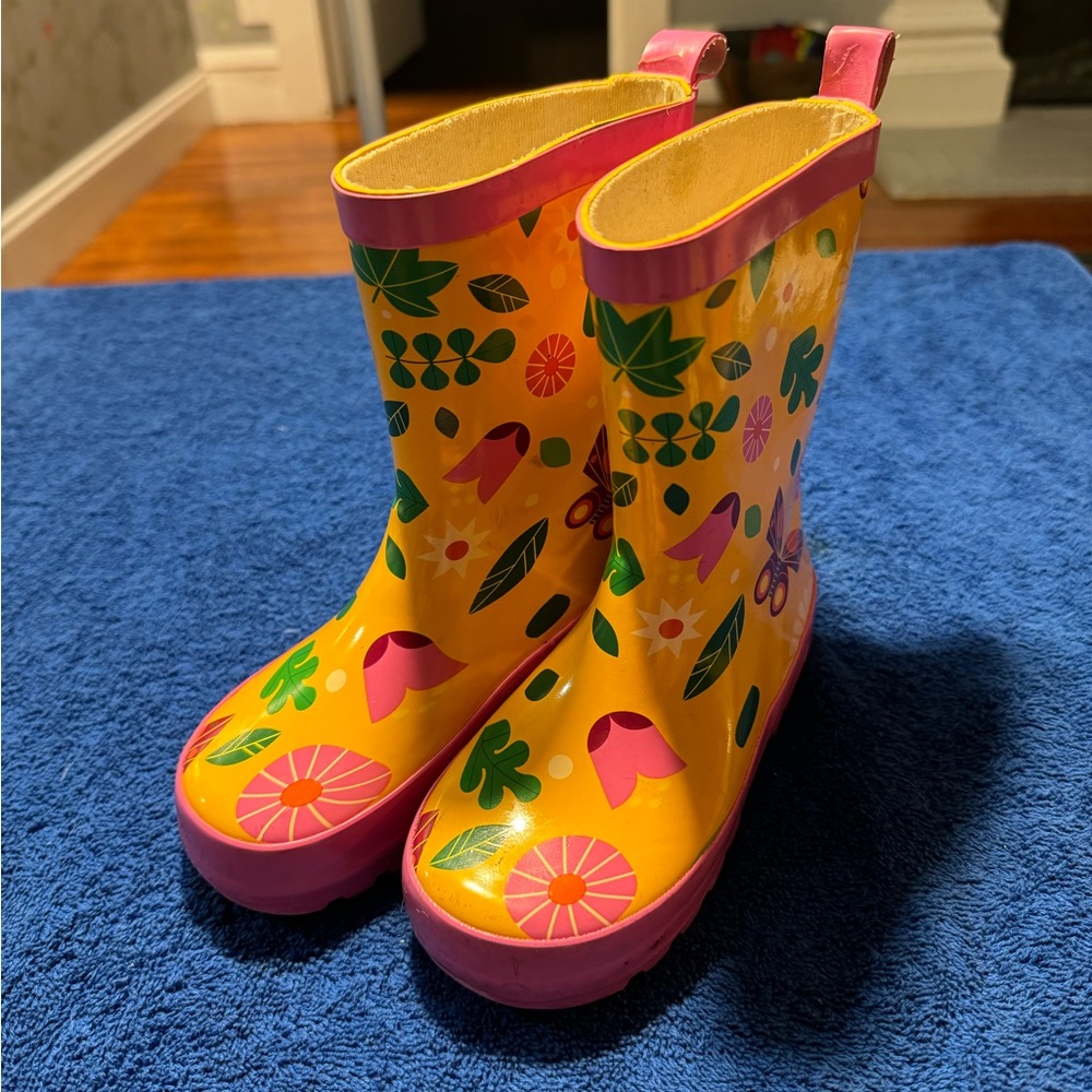 Kid Made Modern Kids Girls Butterfly Garden Rain Boots Yellow Size S